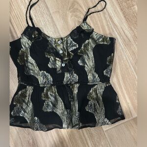Anthropologie Black and  Metallic/ Gold Shimmer Camisole/ Tank Size Small